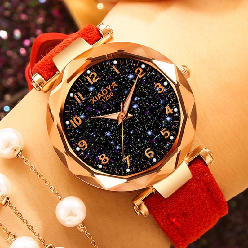 Starry Sky Dial Leather Strap Wristwatch